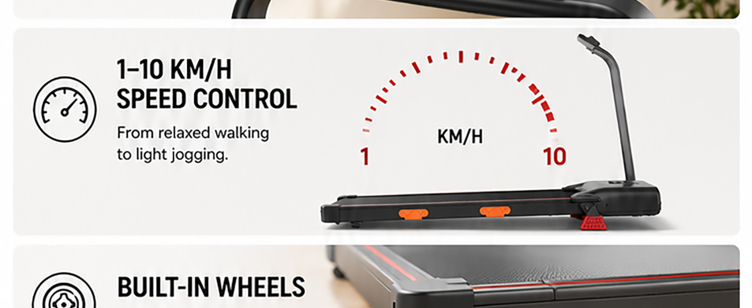 Складана бігова доріжка для дому та офісу 3.0HP з нахилом 10%, Walking Pad з LED-дисплеєм та пультом керування, до 10 км/год, макс. навантаження 136 кг