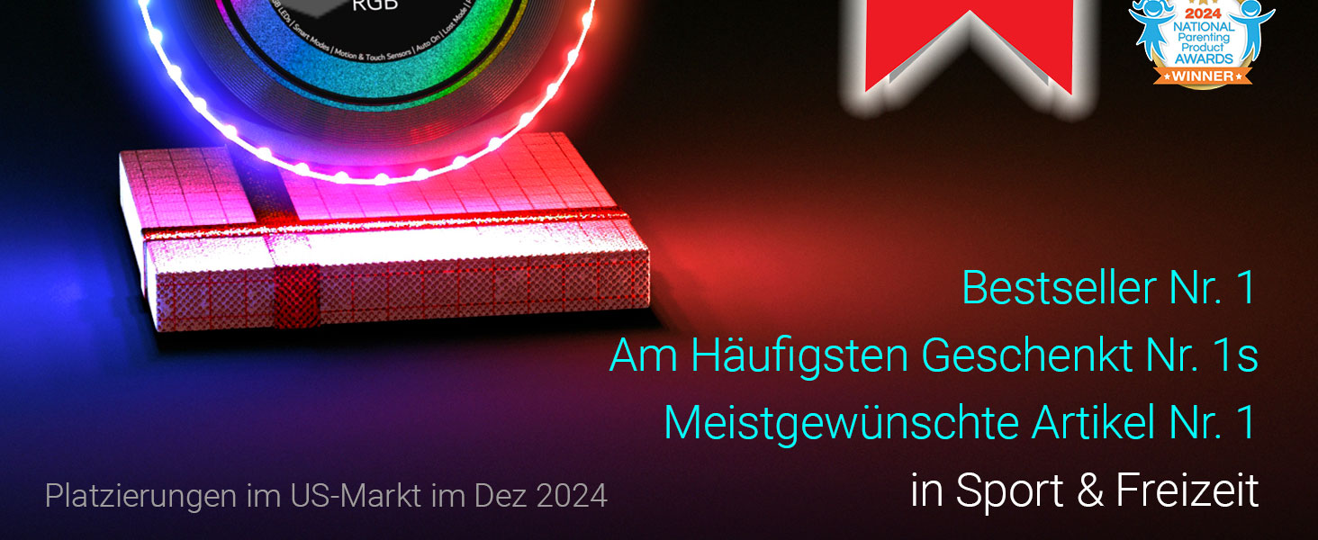 Летючий диск TOSY з RGB-підсвічуванням 108 LED (зелений) - для дітей та дорослих, водонепроникний, перезаряджуваний, для активного відпочинку