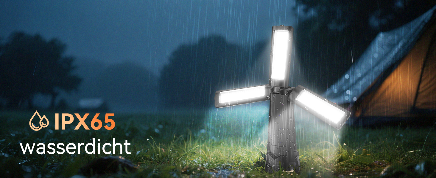 Портативна LED кемпінгова лампа на акумуляторі 15000mAh з телескопічним штативом, 5500LM, IP65, вологостійка, для кемпінгу, подорожей, будівництва та надзвичайних ситуацій (чорна)