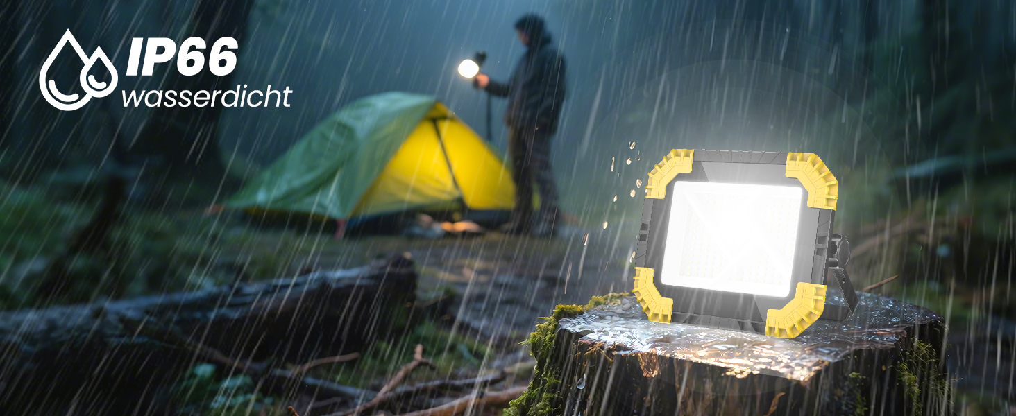 LED прожектор на акумуляторі CLV 200W, 20000mAh, IP66, вологостійкий, 4 режими, 2 рівні яскравості, для кемпінгу, USB, сонячна панель, для будівництва, жовтий