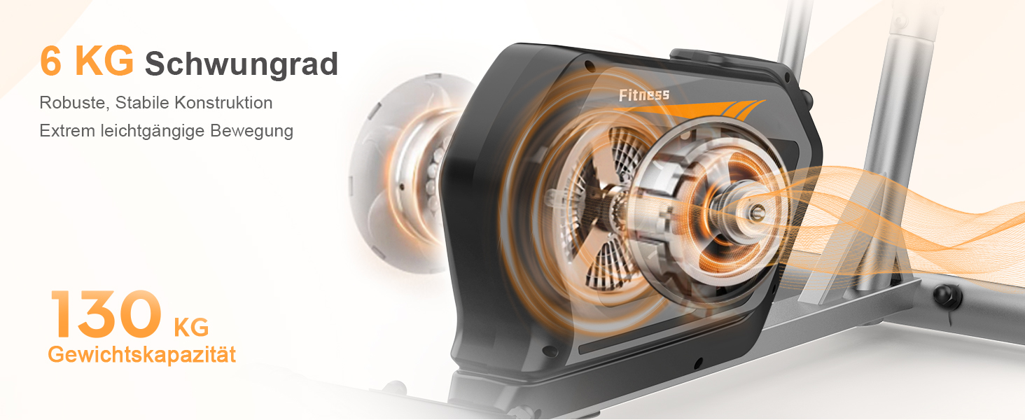 Еліптичний тренажер Neezee для дому з Bluetooth, 16 рівнів опору, 6 кг маховика, LCD-монітором, датчиком пульсу та тримачем для пляшок (Помаранчевий + Срібний)