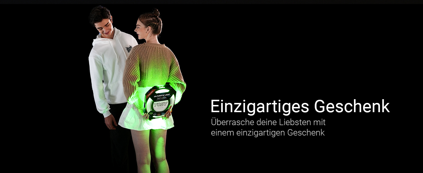 Летючий диск TOSY з RGB-підсвічуванням 108 LED (зелений) - для дітей та дорослих, водонепроникний, перезаряджуваний, для активного відпочинку