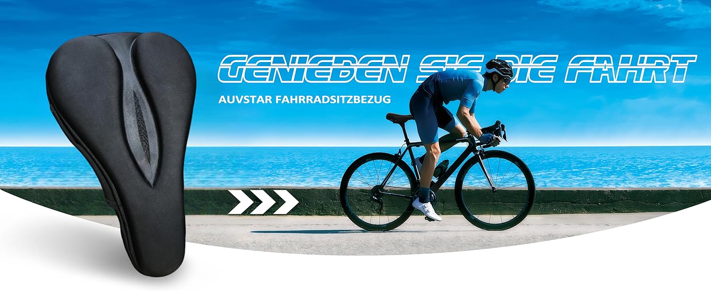 Гелевий чохол на сидіння велосипеда AUVSTAR, дихаючий, преміум-якість, для гірського велосипеда, підходить для чоловіків та жінок, чорний