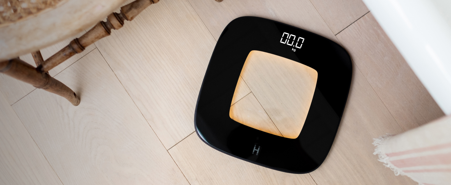 Електронна вага HoMedics glo з нічником, сенсором руху, з екологічного пластику, точне вимірювання ваги, скляна поверхня