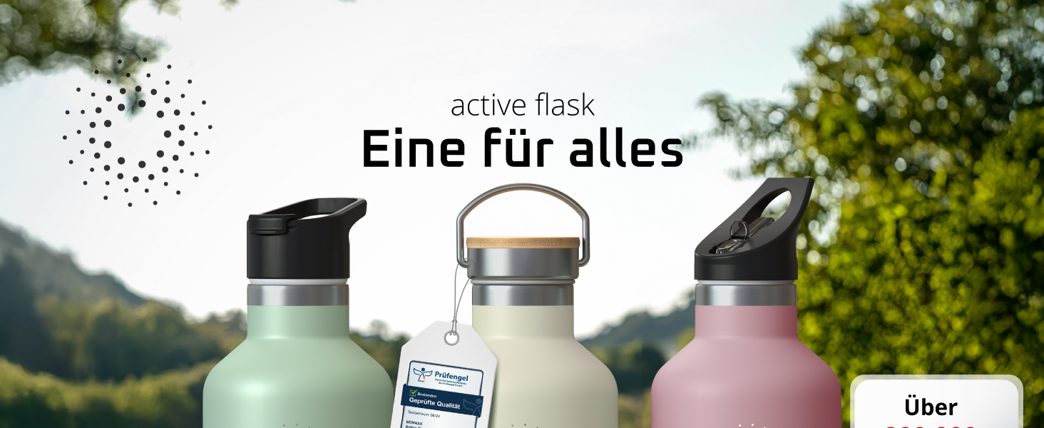 Термос-термобутилка з нержавіючої сталі ACTIVE FLASK 530 мл, з трубочкою, 3 кришки, BPA-free, герметична, для газованих напоїв, велосипедна пляшка для води, спорту, дітей, чаю, Cool Grey Bamboo
