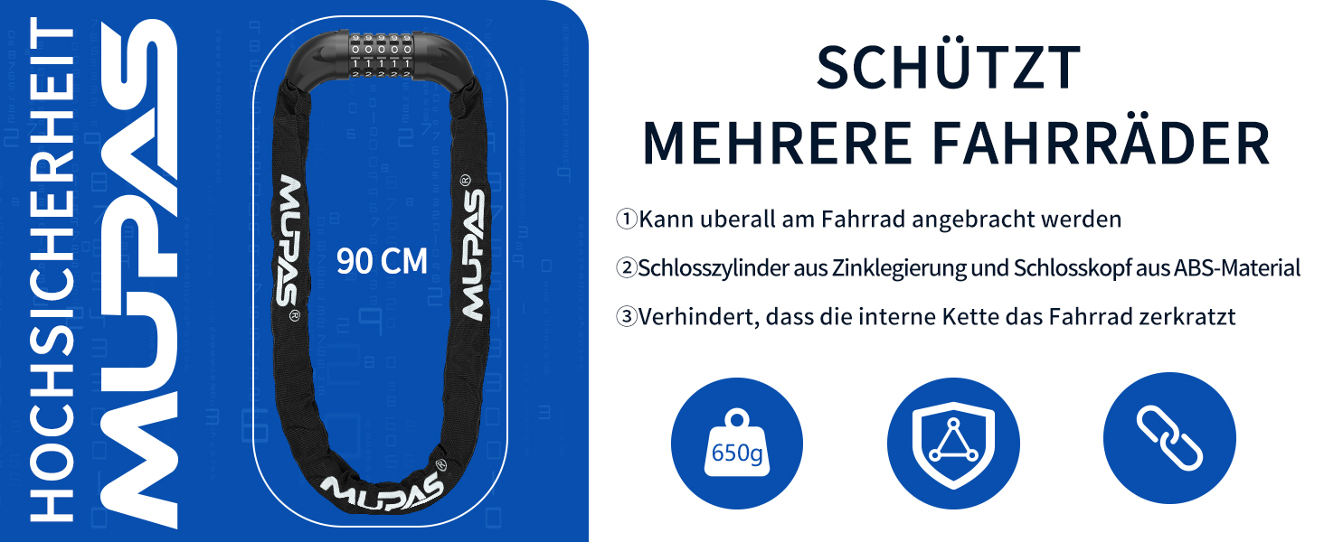 Замок для велосипеда з 5-значним кодом, сталевий, протиугінний, велосипедна ланцюгова засувка, чорний