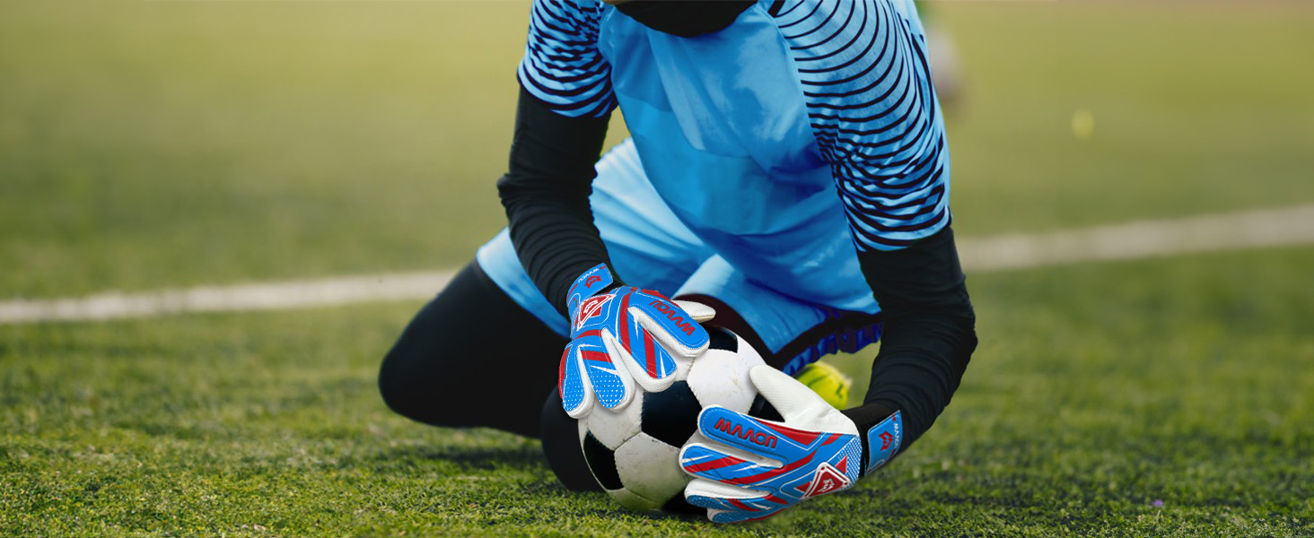 Воротарські рукавички WVVOU для дітей та підлітків, футбольні, з подвійним захистом, зручні, зелені