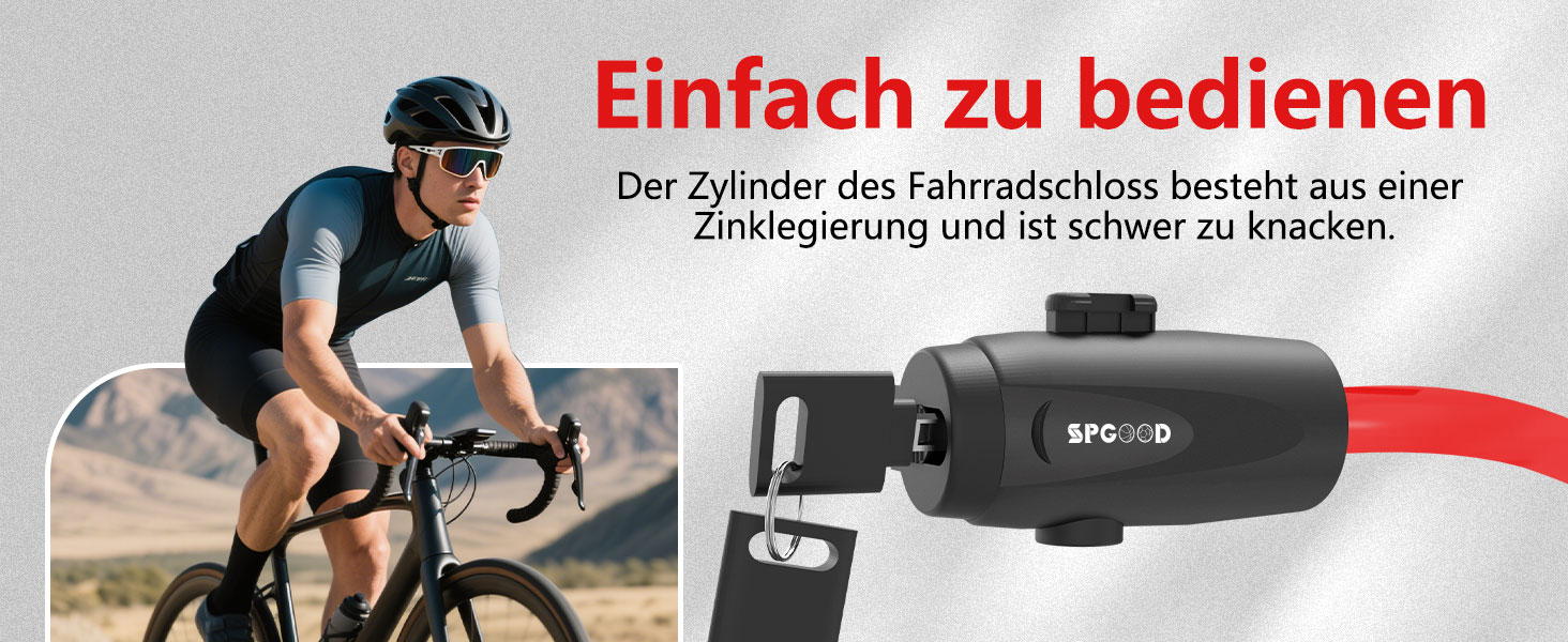 Замок для велосипеда 120см/12мм, високий рівень безпеки, кабельне spiralkabelschloss, 2 ключі, захист від крадіжки для велосипеда, триколісного велосипеда, мотоцикла, скутера (червоний)