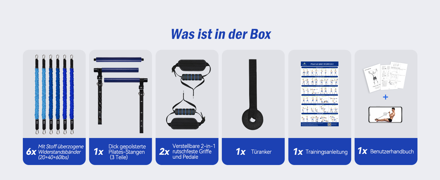 Набір еластичних стрічок для фітнесу та пілатесу з регульованою штангою, 20-360lbs, для дому