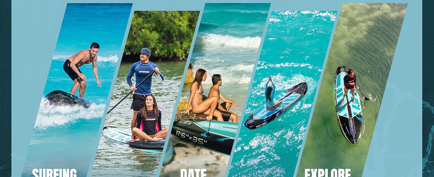 Надувне SUP-борд (305 x 91 см) з аксесуарами та рюкзаком, блакитний колір, з сидінням