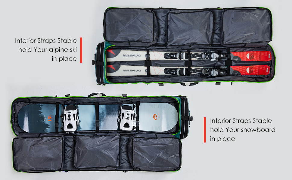 Сумка для сноуборду XCMAN Міцна сумка для сноуборду 160/190 см підходить для рюкзака для перенесення лиж Air Travel (зелений)
