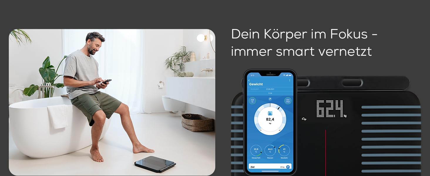 Ваги Beurer BF 450 з підключенням до програми через Bluetooth, аналіз складу тіла, цифрові ваги з 17 показниками (жир, м'язи, BMI), матова поверхня, 8 пам'яток, максимальне навантаження 180 кг, керування через додаток (аналіз складу тіла, сегментне вимірювання)