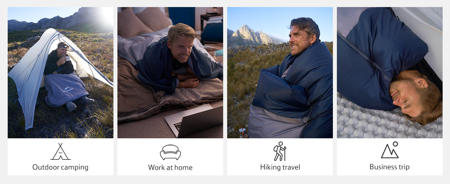 Спальний мішок Naturehike Ultraleicht – ультралегкий, 680/760g, для 3 сезонів, 190x75/205x85cm, для походів, рюкзаків, кемпінгу, комфортна температура 15°C (Димно-синій/Світло-синій)