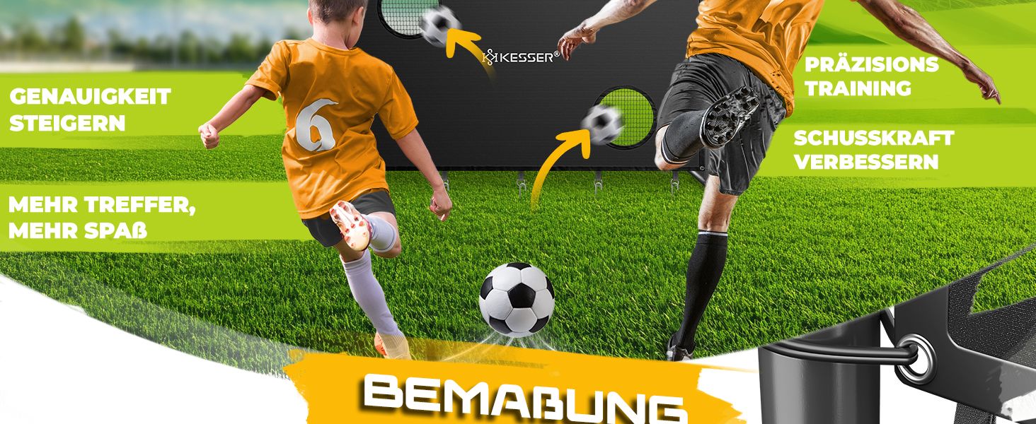 Ворота для футболу KESSER® для саду: міцні, для тренувань, з UV-стійкою сіткою, сталевий каркас з підкладкою, земляні анкери, повітряний насос, фішки, монтажні аксесуари для дітей та дорослих 180 см - з ворітною рамою антрацитового кольору