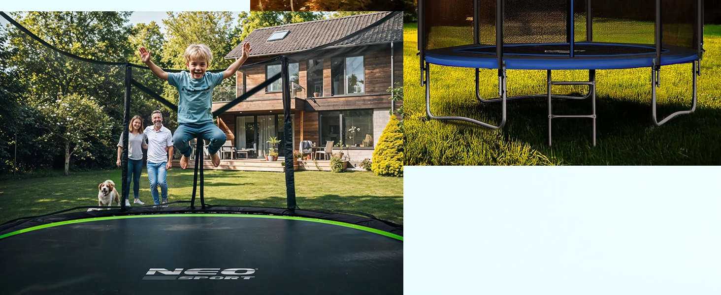 Батут Neo-Sport Outdoor для дітей з сіткою та сходами, 252 см