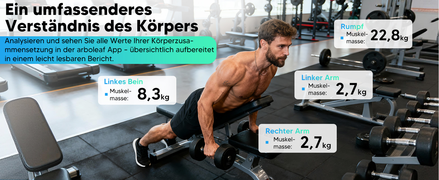 Вага для вимірювання жиру в тілі Arboleaf з датчиками рук, аналіз складу тіла, 50 показників, вага з додатком та великим дисплеєм до 180 кг (Чорний) CS10K