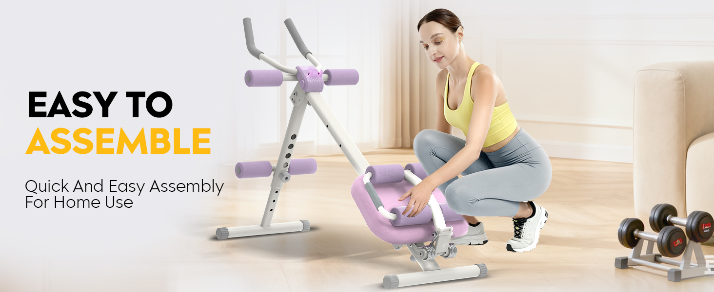 Тренажер для пресу GuuG: компактний складний фітнес-тренажер для дому, фітнес-обладнання для пресу, абдомінальна машина, для чоловіків та жінок, фіолетовий