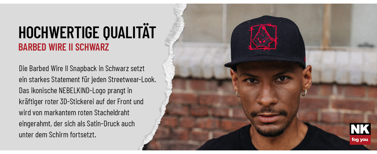 Кепка-снэпбек Nebelkind Unisex з принтом «Колючий дріт», регульована бейсболка в стилі streetwear з прямим козирком, чорна