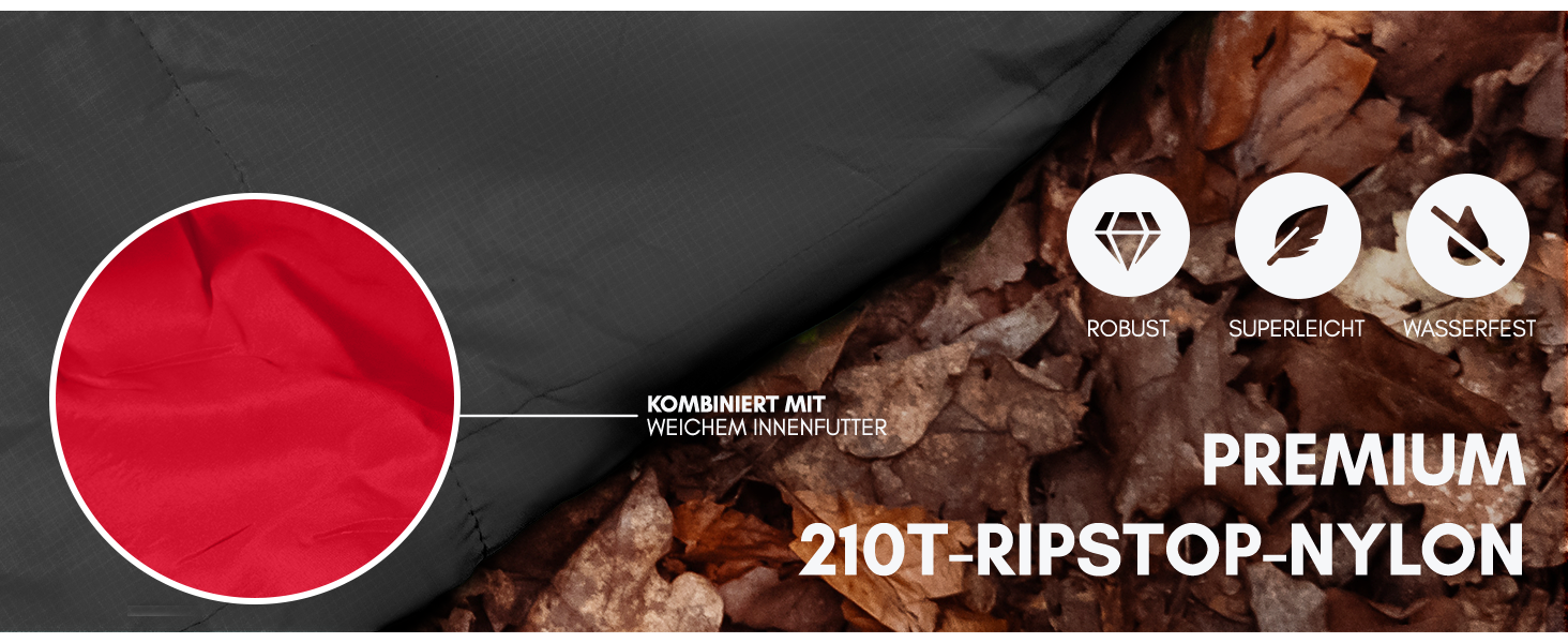 Сплячий мішок NORDMUT® для дорослих – компактний та ультралегкий (900/1500г) – на 3 сезони (250 г/м²) та літній (100 г/м²) – спальний мішок-кокон для кемпінгу, відпочинку на природі та фестивалів (сірий)