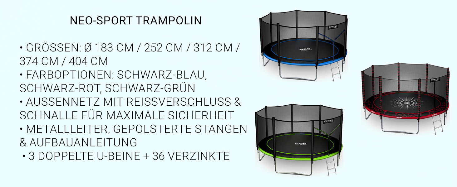 Батут Neo-Sport Outdoor для дітей з сіткою та сходами, 252 см