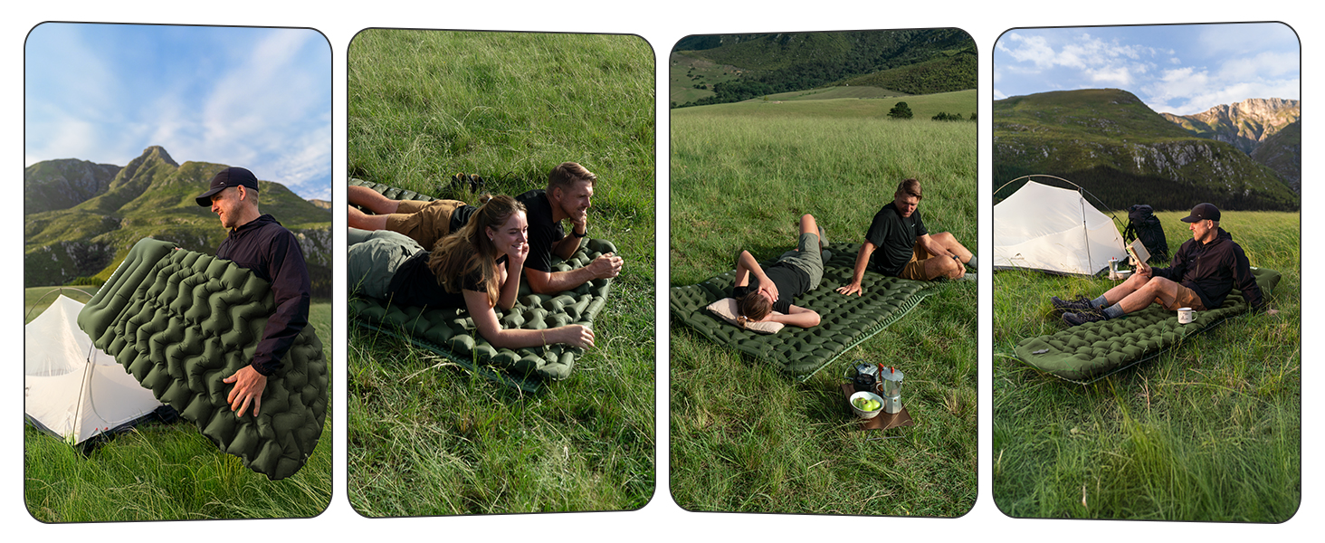 Килимок для кемпінгу Naturehike, Ultraleichte, з інтегрованим насосом, для велосипедних походів, армійний зелений, двомісний