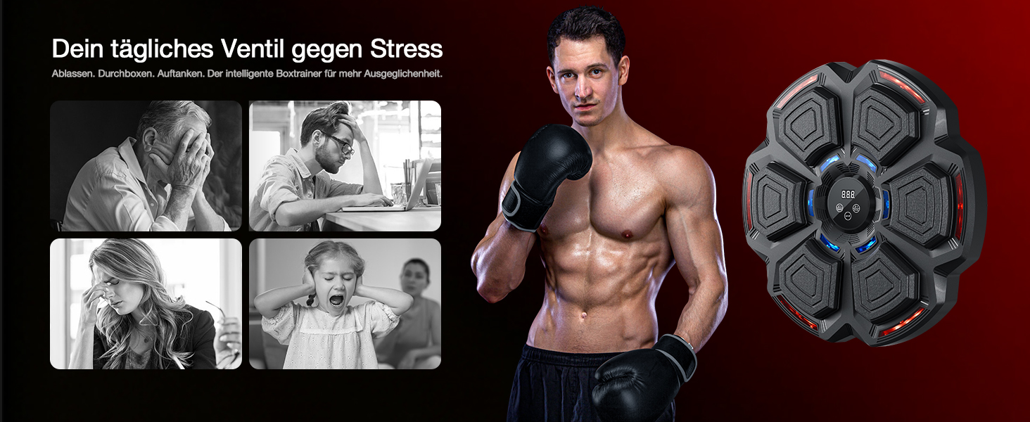 Музична бокс-машина FOOING зі світлодіодами, Bluetooth та рівнями швидкості для дорослих та дітей. Тренувальний пристрій для зняття стресу з боксерськими рукавичками для домашніх тренувань. Інтелектуальне фітнес-обладнання.