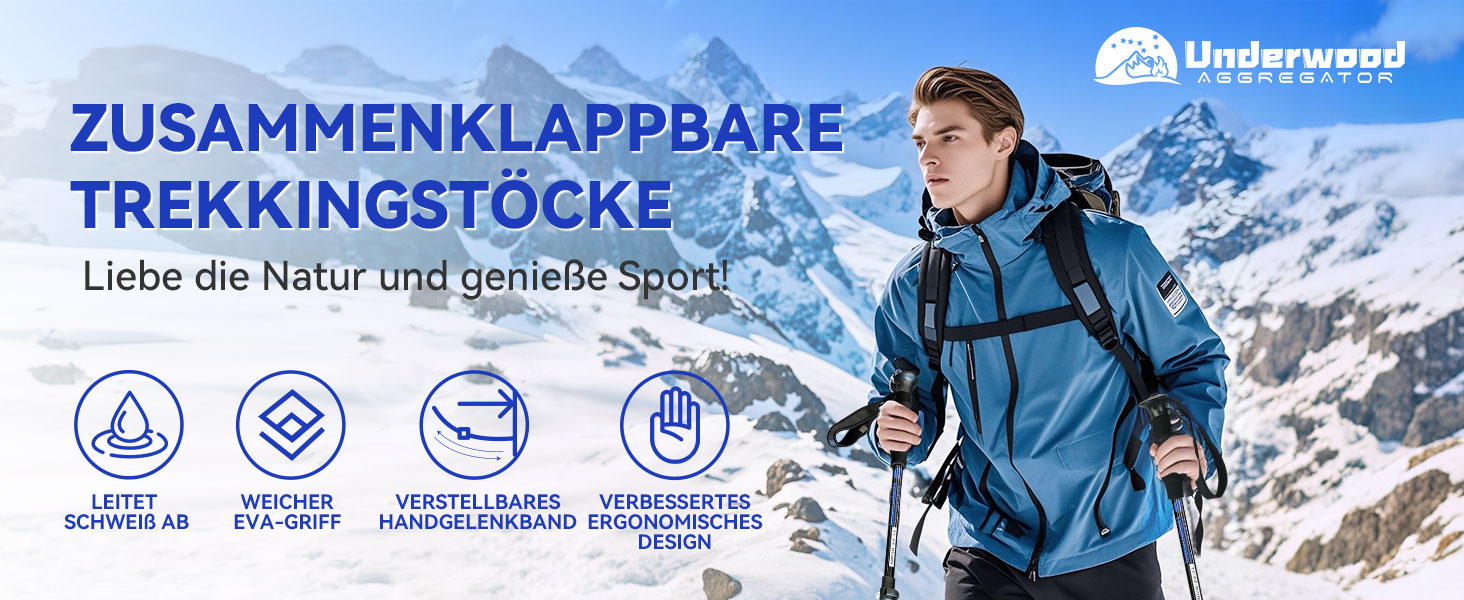 Телескопічні палиці для скандинавської ходьби та трекінгу, ультралегкі алюмінієві палиці для гірських походів з антишоковою системою, комплект 2 шт, чорні