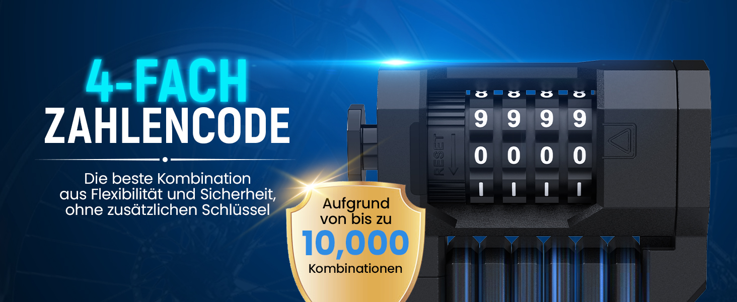 Складаний велосипедний замок 120 см з кріпленням, легкий 980 г, рівень безпеки 15, кодовий замок з індивідуальним PIN, для велосипеда, електросамоката, мотоцикла, електровелосипеда