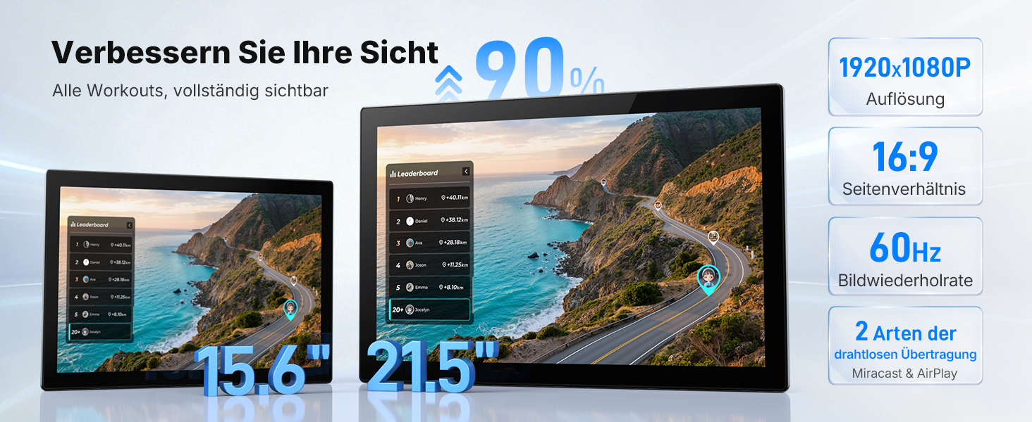 Велотренажер MERACH з магнітним опором, тихий, з покращеним амортизованим сидінням, власний додаток, стабільний H-фрейм, до 150 кг, блакитний з екраном