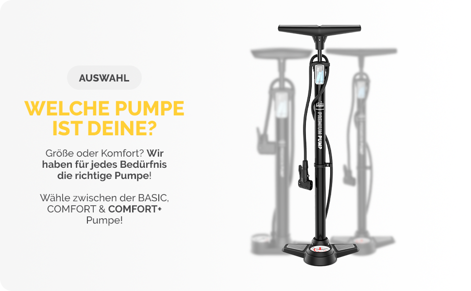 Насос для велосипеда DANSI Stand-Fahrradpumpe з адаптерами AV, SV, DV та великим манометром. Підходить для мотоцикла, електровелосипеда, авто та спортивного інвентарю (з клапаном для спуску тиску).