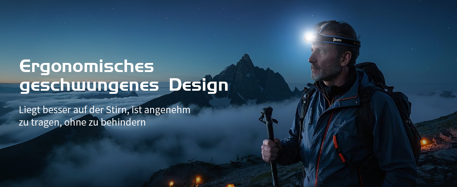 Ліхтарик на лоб WUBEN H1 Pro 1200 Lumen: LED, 10 режимів, USB-C, водонепроникний IP68, для кемпінгу та активного відпочинку