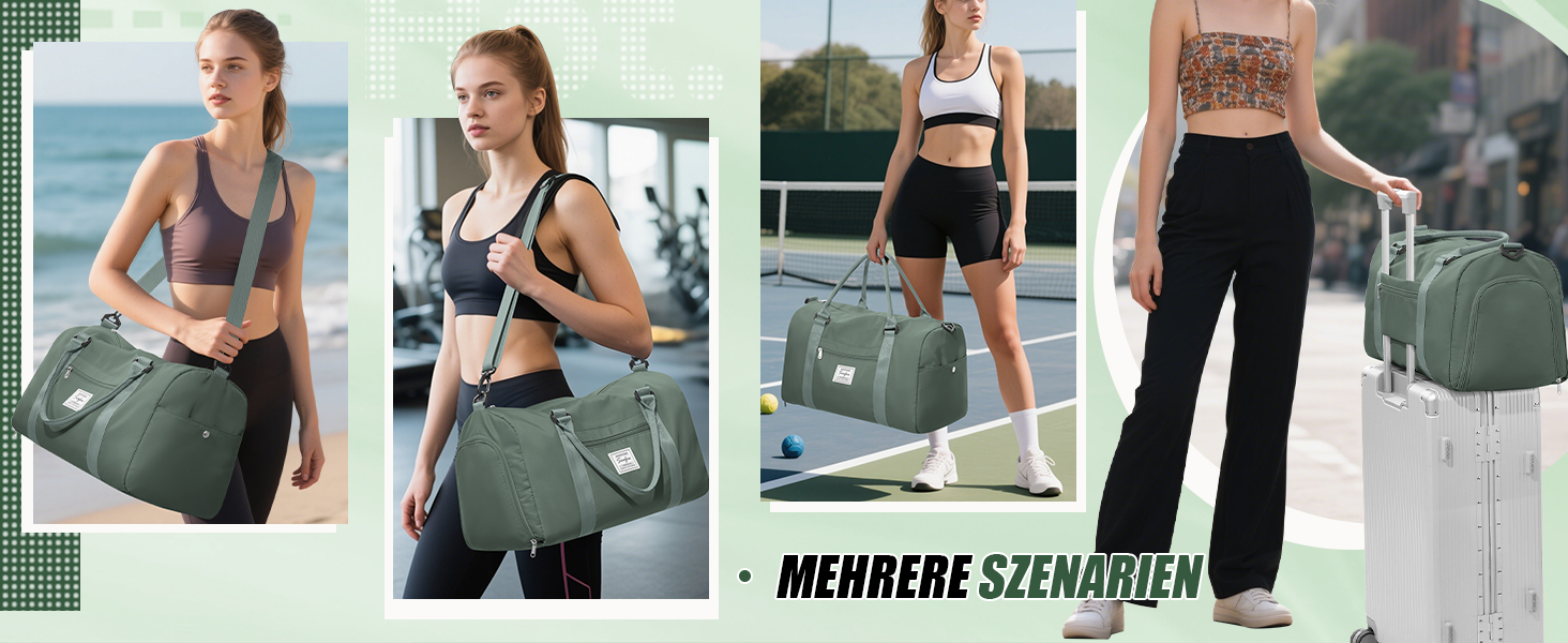 Спортивна сумка HYC00 для жінок та чоловіків: дорожня, для тренувань, з відділенням для мокрого одягу та взуття, армійсько-зелена