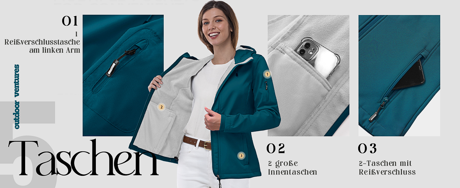 Жіноча водонепроникна мембранна куртка Outdoor Ventures Softshell — дихаюча вітрозахисна функціональна куртка з капюшоном, XL, чорна