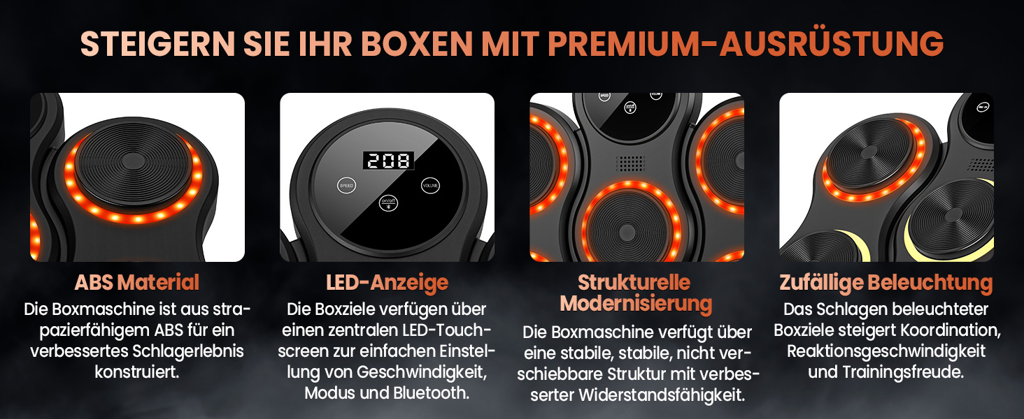 IERAKOR Музичний бокс-машина з LED, Bluetooth, 9 режимів швидкості, з рукавичками, інтелектуальна електронна боксерська машина для дорослих та дітей