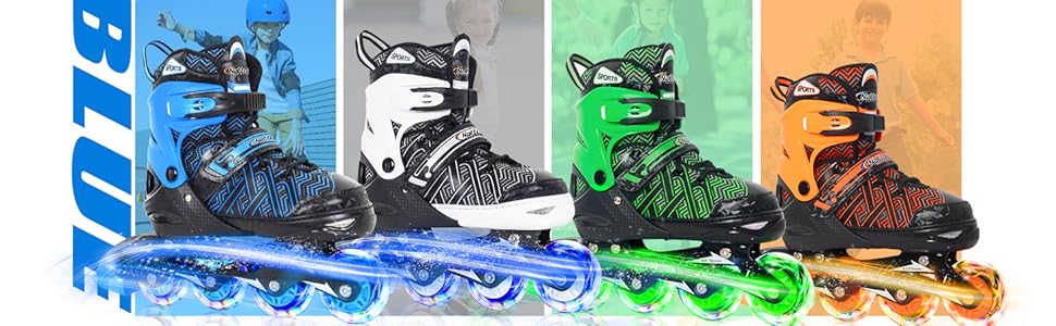 Роликові ковзани Nattork для хлопчиків з підсвічуванням, розмір 32-36, чорні