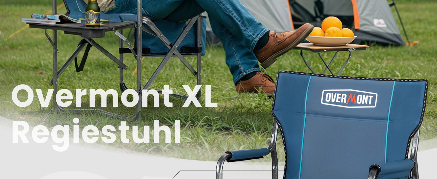 Стілець для кемпінгу OVERMONT: складаний, з підспівачем та сумкою-холодильником. Макс. навантаження 180 кг (2 шт., чорний)