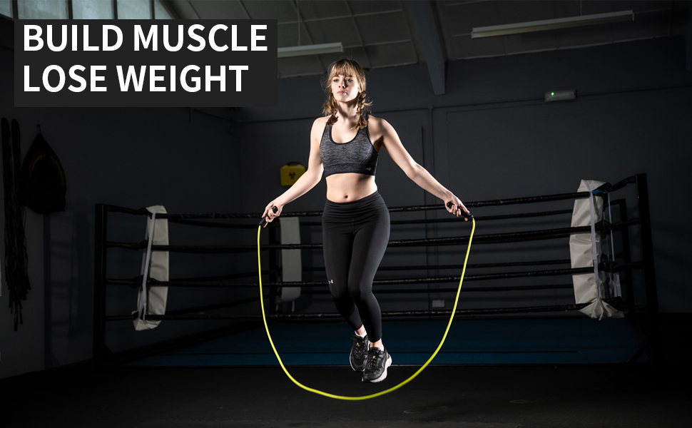 Стрибкове канат HEREROPE з вагами, 8 мм, 360° обертання, регульована довжина, неслизька ручка, для кардіо, HIIT, MMA, зелений