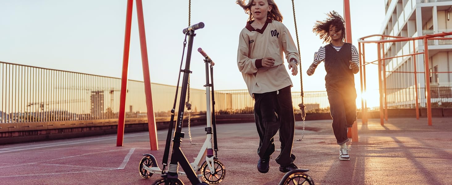 Електросамокат Movino City Light для дітей та підлітків, синій/оливковий: з амортизатором, колеса 180мм, регульований кермо