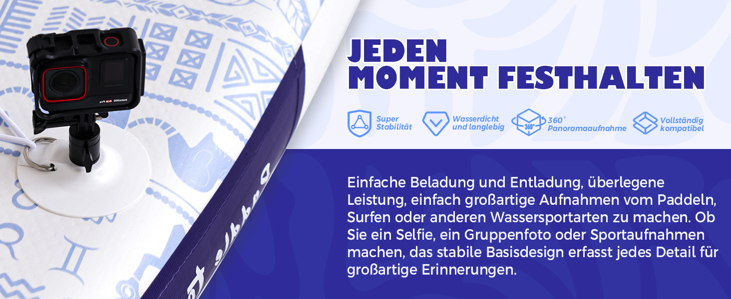 Надувний SUP Борд FunWater 10'6'–11'6' для всіх рівнів підготовки, з антиковзким EVA-деком, веслом, насосом та аксесуарами. Колір: блакитний/білий