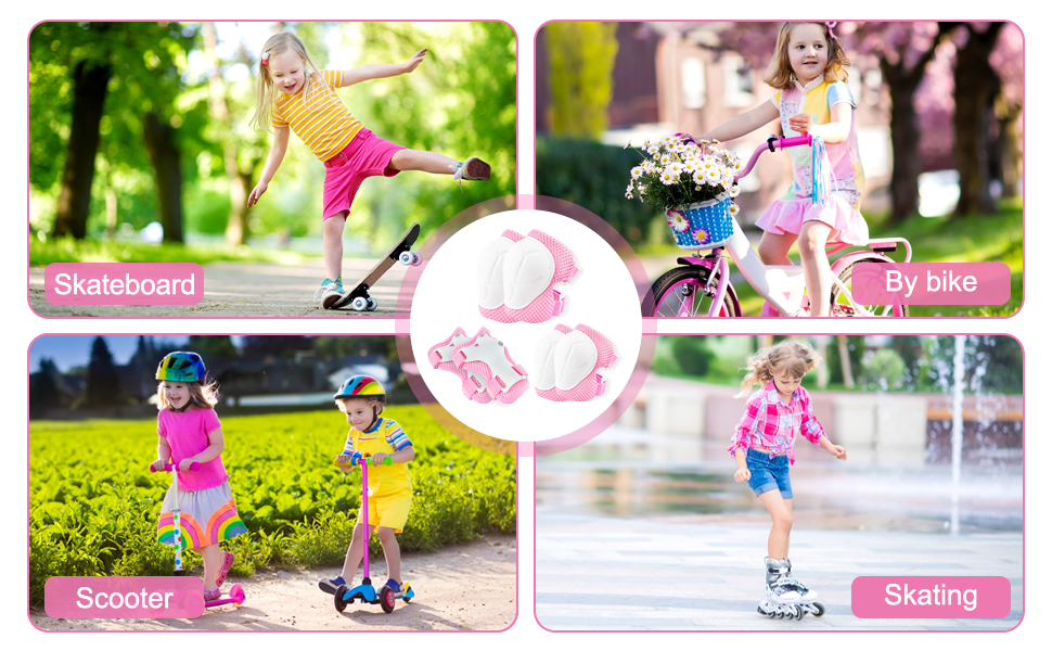 Набір наколінників Kinder 6 в 1: захист для колін, ліктів та зап'ясть. Підходить для скейтбордингу, роликів, самокатів та велосипедів (помаранчевий)