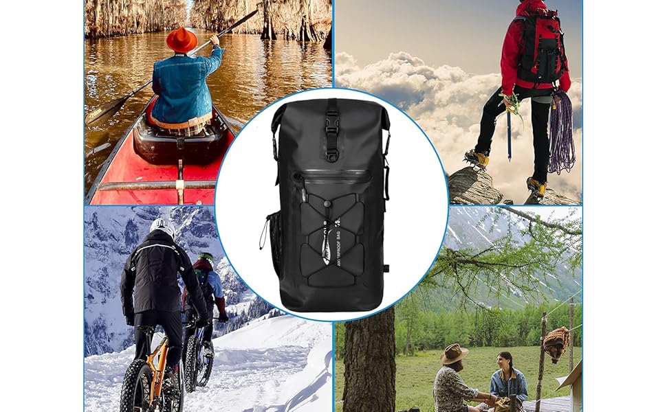 Водонепроникний рюкзак Dry Bag 45L для каякінгу та рафтингу (Чорний)