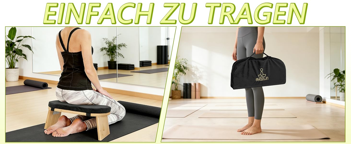 Складний медитативний стілець з бамбука Ergonomischer Meditationsbank: З подушкою, для молитви, йоги та медитацій - Сірий