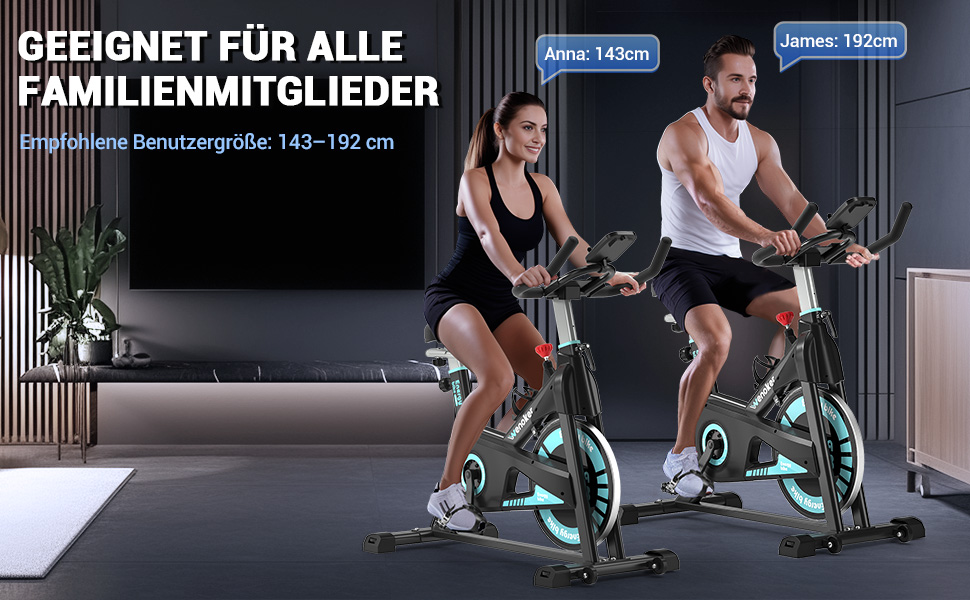 Венкер Домашній велотренажер з магнітним опором, Indoor Spinning Bike, до 160 кг, блакитний