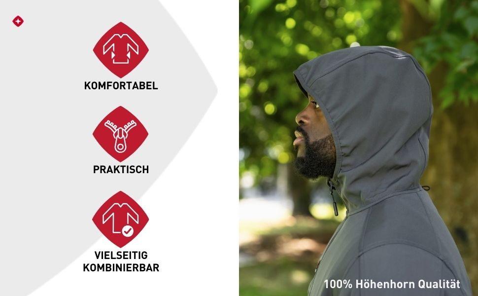 Чоловіча легка куртка Softshell Höhenhorn Alpberg для активного відпочинку та прогулянок, чорна, розмір L