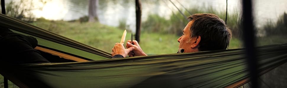 Гамак Amazonas Ultra-Light Adventure Coyote Kingsize (Зелений/Коричневий) - надлегкий, 150 кг, 275x140 см