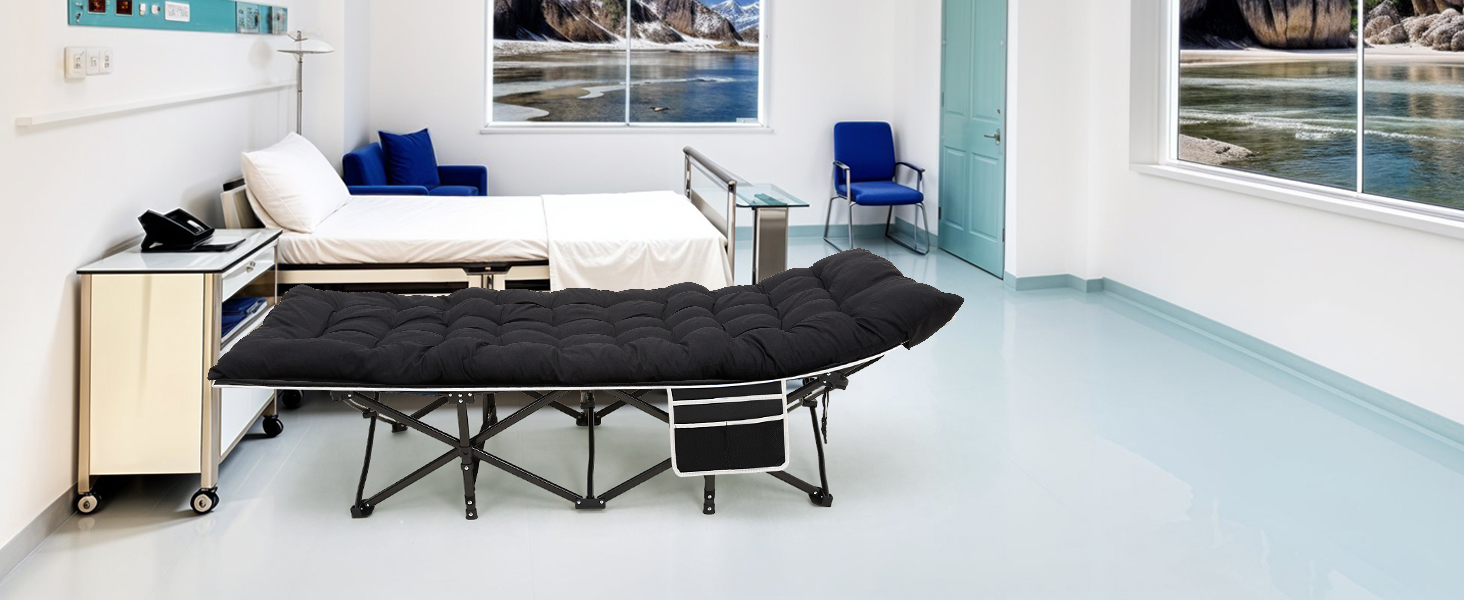 Ліжко-розкладачка Warmiehomy XXL з матрацом для дорослих, гостьове ліжко, широке, міцне, для кемпінгу, відпочинку, офісу, саду, сіре, з матрацом