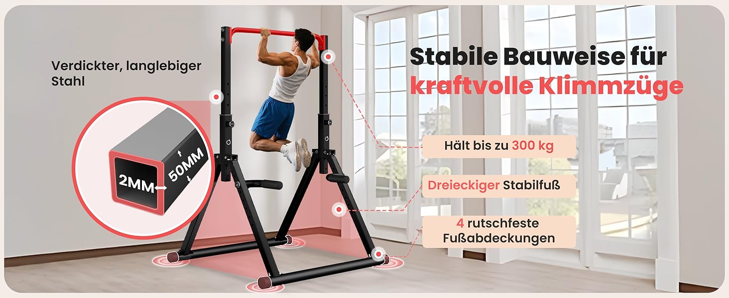 Стойка для віджимань і підтягувань DOBESTS з регулюванням висоти, багатофункціональна, чорна (3-червоні)