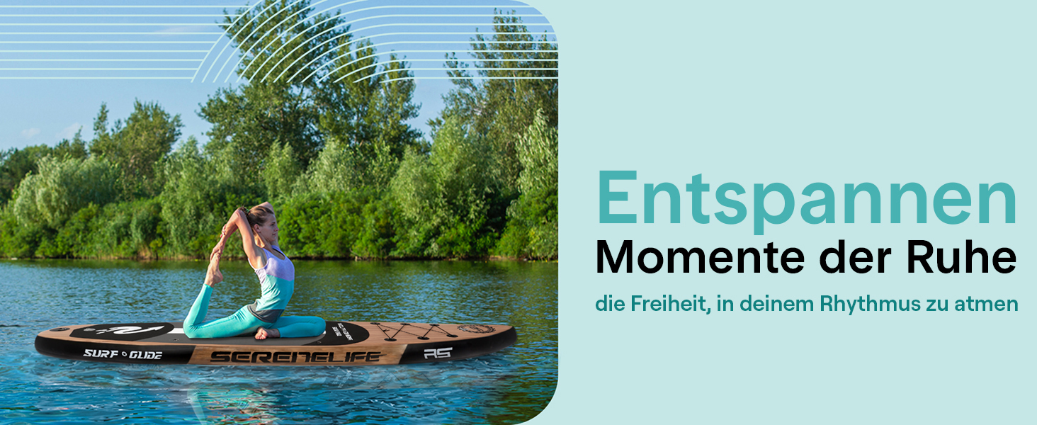 Надувний SUP SereneLife для дорослих та дітей: комплект з веслом, насосом та сумкою. Touring SUP для річки, моря та озера. Максимальне навантаження 155 кг.