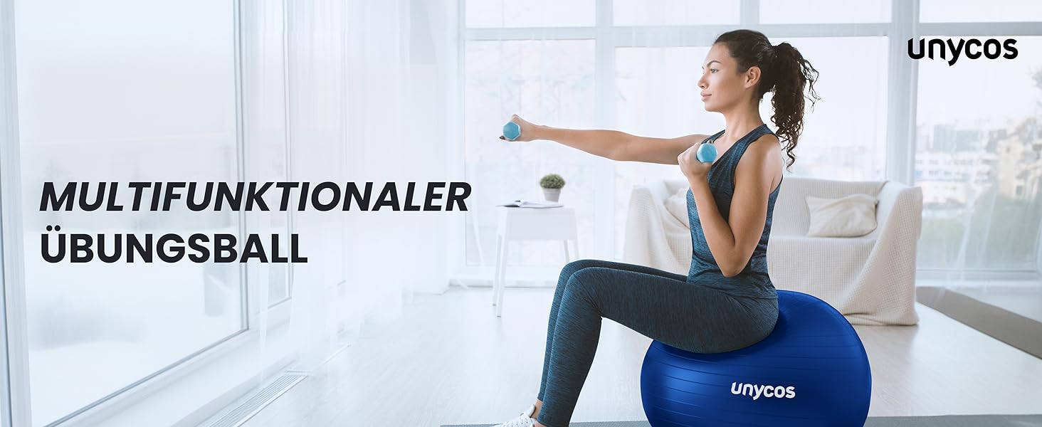 Фітбол Unycos 55/65/75 см для фітнесу, йоги, балансу та корекції. З насосом, BPA-Free, антивибуховий. #10 Зелений (55 см, #07 Темно-синій)