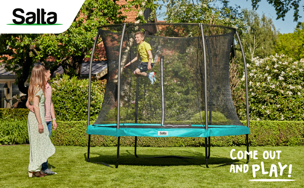 Трамплін Salta Comfort Edition 153 см - прямокутний, TÜV сертифікований, для саду та вулиці (зелений)